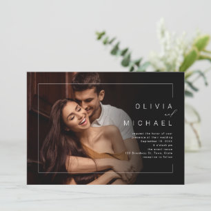 Modern chic minimalist photo wedding invitation