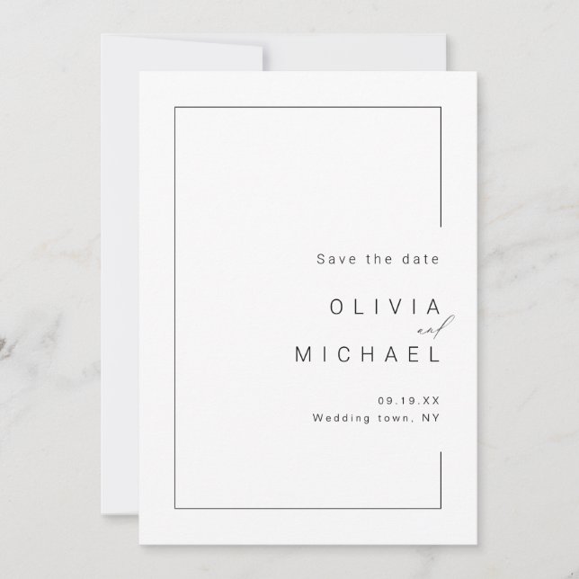 Modern chic minimalist photo wedding save the date (Front)