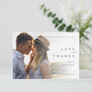 Modern chic minimalist photo wedding thank you card