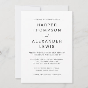 Modern Chic Minimalist Typography Wedding Invitation