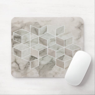 modern chic minimalist white marble geometric mouse mat