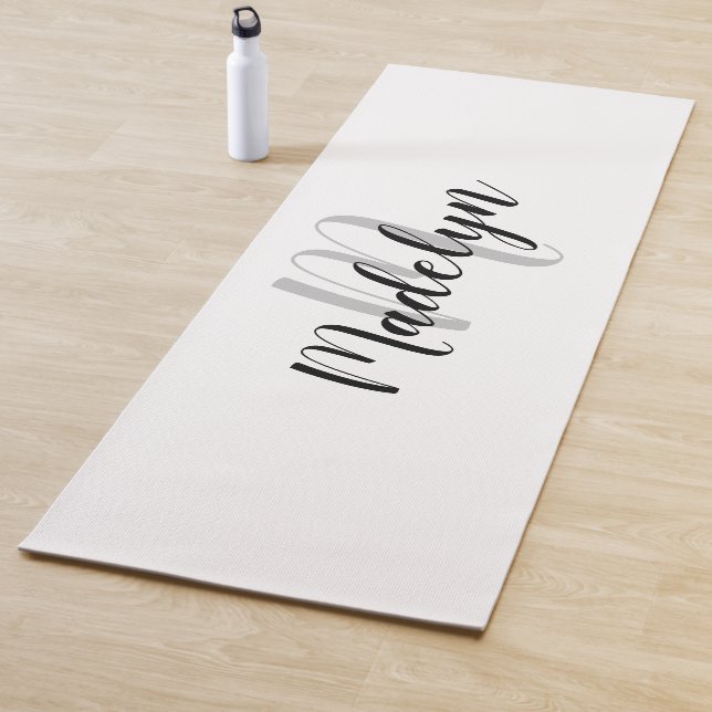 Modern Chic Monogram Black White Yoga Mat Workout (In Situ)