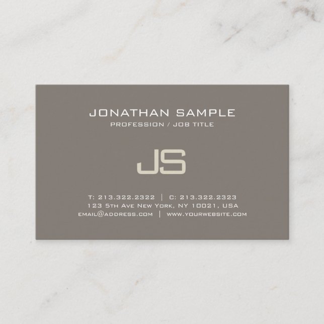 Modern Chic Monogram Design Professional Luxe Business Card (Front)