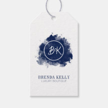 Modern Chic Monogram Navy & White QR Code