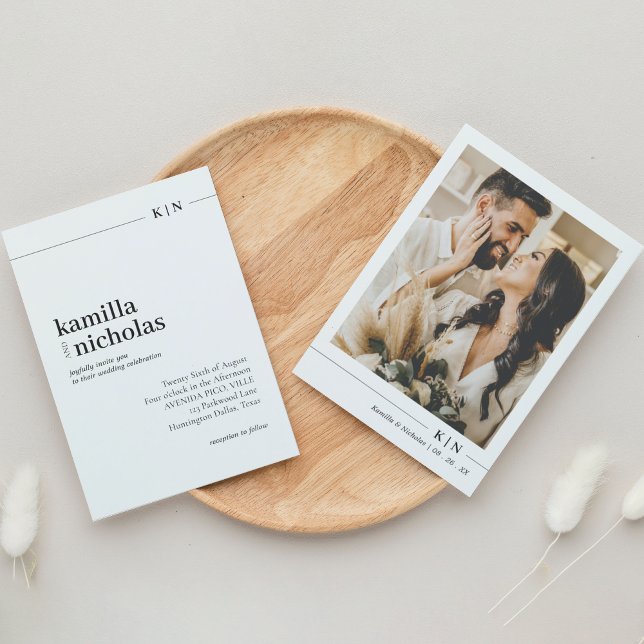 Modern Chic Monogram Photo Wedding Invitation (Creator Uploaded)