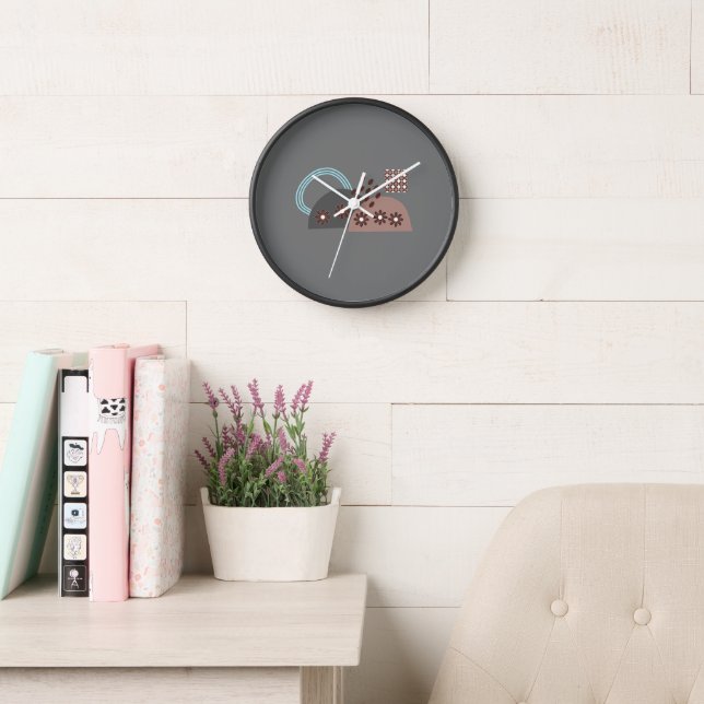 Modern Chic Monogram Round  Boho Clock (Reading Room)