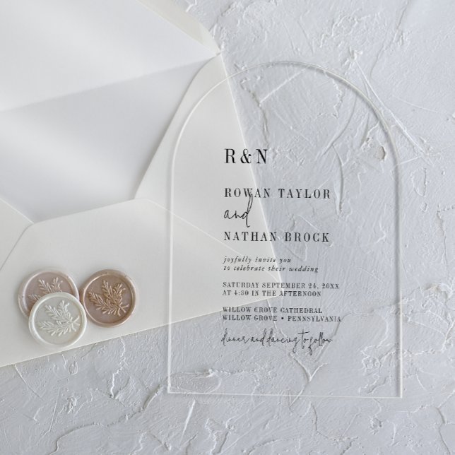 Modern Chic Monogram Simple Arch Rustic Wedding Acrylic Invitations (Modern Chic Monogram Simple Arch Rustic Wedding Acrylic Invitations)