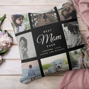 Modern Chic Mother's Day Mum Family Photo Collage  Cushion