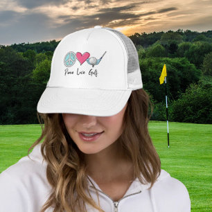 Modern Chic Mum Peace Love Golf Woman Golfer  Trucker Hat