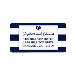Modern Chic Navy Blue and White Wedding Label