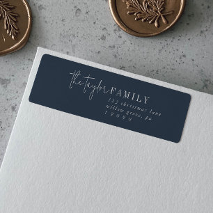 Modern Chic Navy Blue Family Return Address Label
