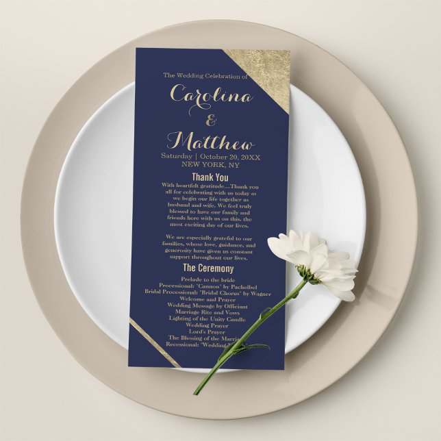 Modern chic navy blue faux gold glam Program Programme (Modern chic navy blue faux gold glam Program )