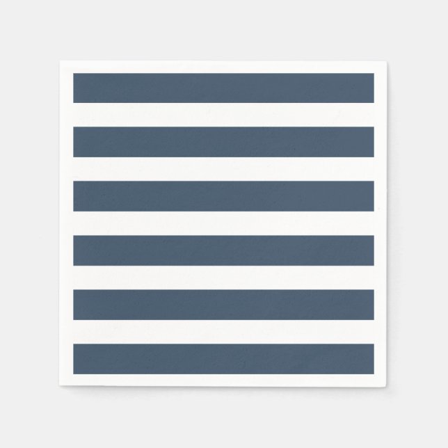 Modern Chic Navy Blue Stripe Party Napkins (Front)