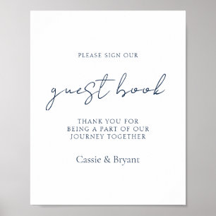 Modern Chic Navy Blue Wedding Guest Book Sign
