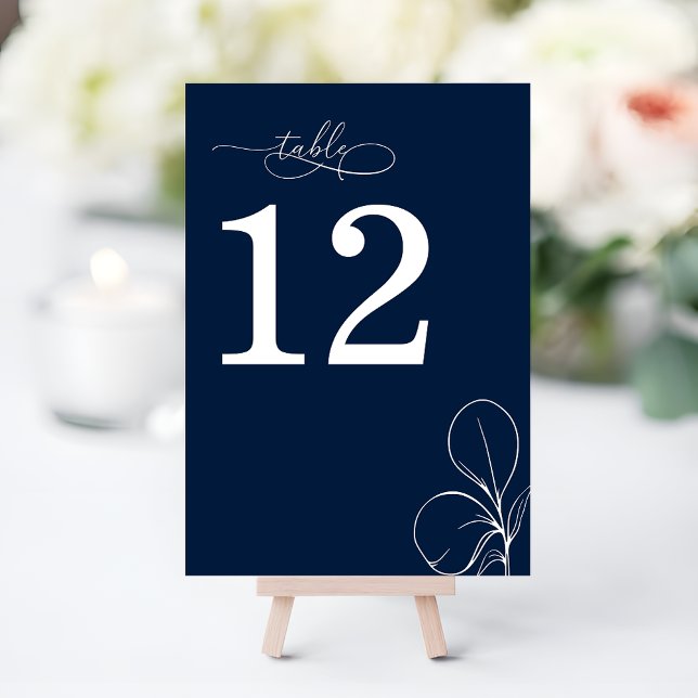 Modern Chic Navy Blue Wedding Table Number (Creator Uploaded)