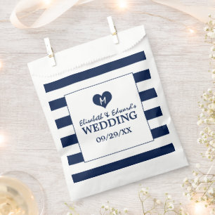 Modern Chic Navy Blue & White Wedding Favour Bags