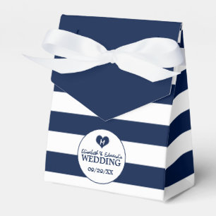 Modern Chic Navy Blue & White Wedding Favour Box