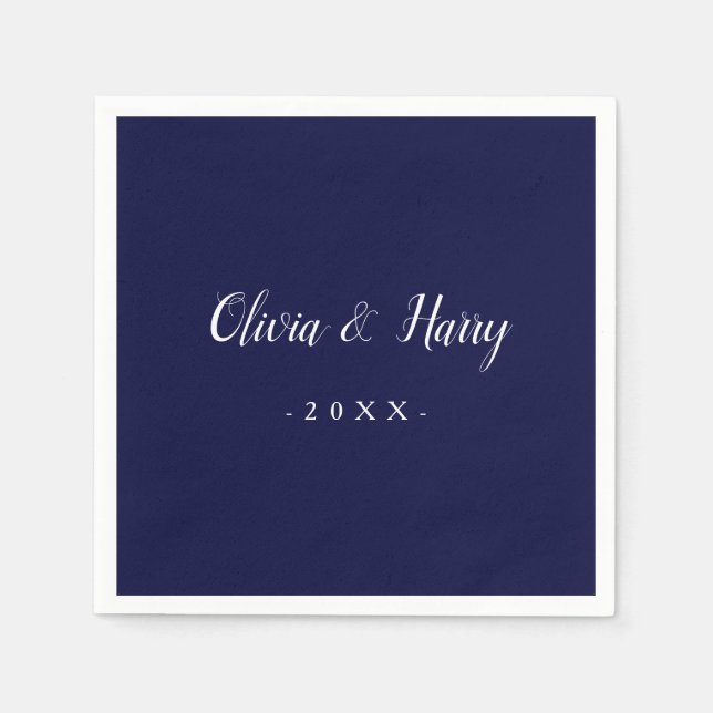 Modern Chic Navy White Wedding Paper Napkin (Front)