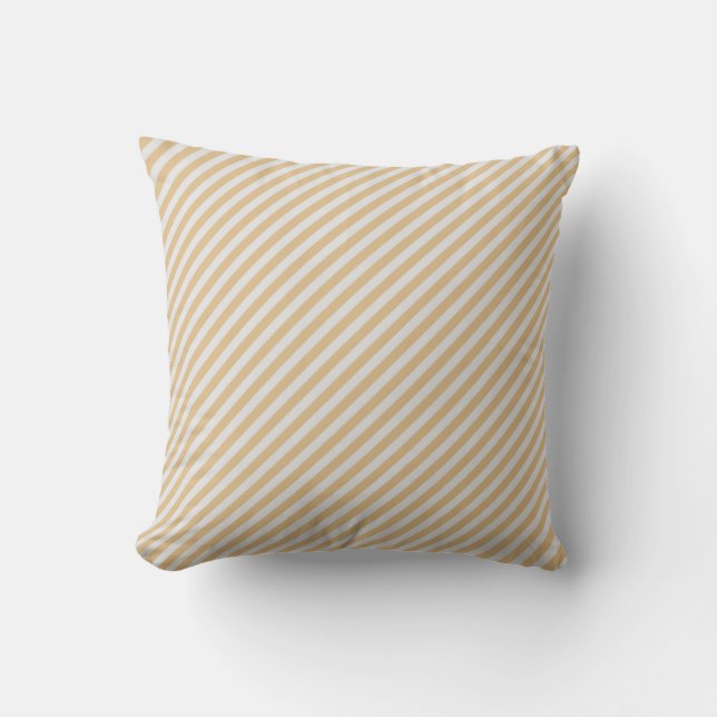 Modern chic neutral honey and beige stripes pillow (Front)