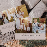 Modern Chic Neutral Photo Collage Christmas News Holiday Card<br><div class="desc">This modern chic neutral photo collage Christmas news holiday card is the perfect stylish holiday greeting. This simple boho design features classic sophisticated calligraphy in minimal bohemian neutral tones. Personalise the card with 5 photos (2 on the front and 3 on the back), your family name, first names, and year....</div>