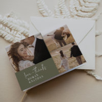 Modern Chic Olive Green 3 Photo Folded Wedding