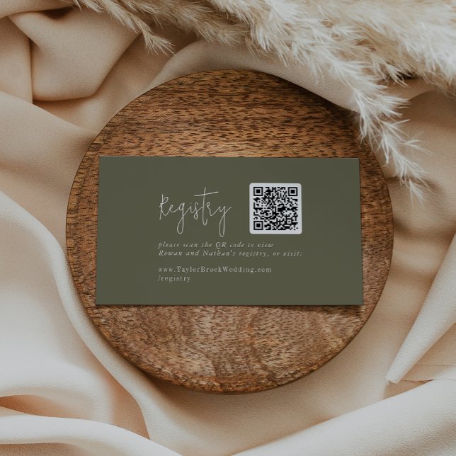 Modern Chic Olive Green Gift Registry Enclosure Card (Creator Uploaded)