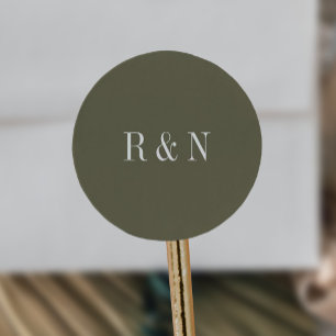 Modern Chic Olive Green Monogram Stickers