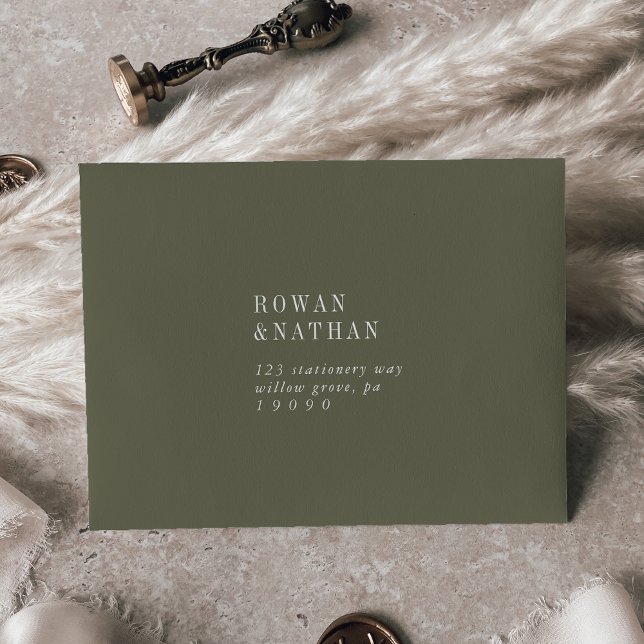 Modern Chic Olive Green Self-Addressed RSVP Envelope (Creator Uploaded)