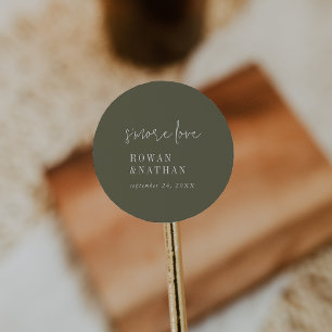 Modern Chic Olive Green S'more Love Stickers