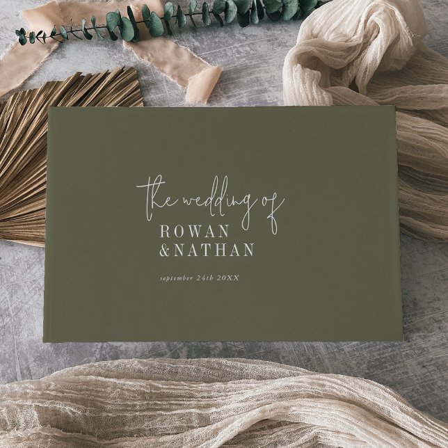 Modern Chic Olive Green Wedding Guest Book (Creator Uploaded)