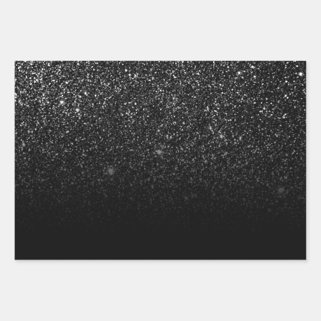 Modern Chic Ombre Black Glitter Wrapping Paper Sheet (Front)