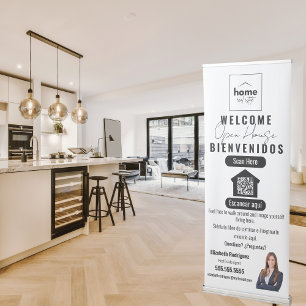 Modern Chic Open House Sign for Realtor Bilingual