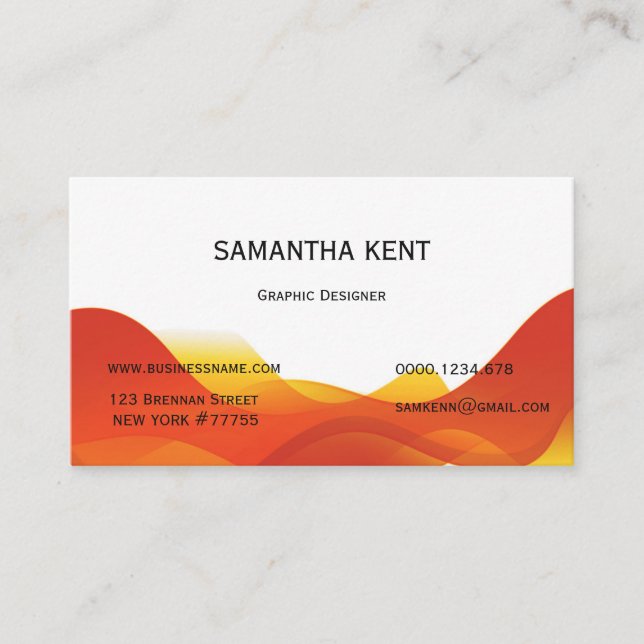 Modern chic orange and white business card (Front)
