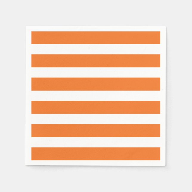 Modern Chic Orange Stripe Party Napkins (Front)