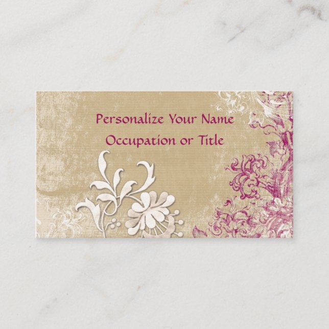 Modern & Chic Ornamental Purple & White Abstract Business Card (Front)