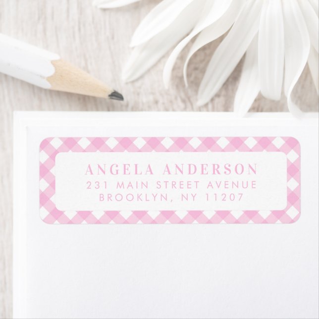 Modern Chic Pastel Blush Pink Gingham Plaid Check (Insitu)