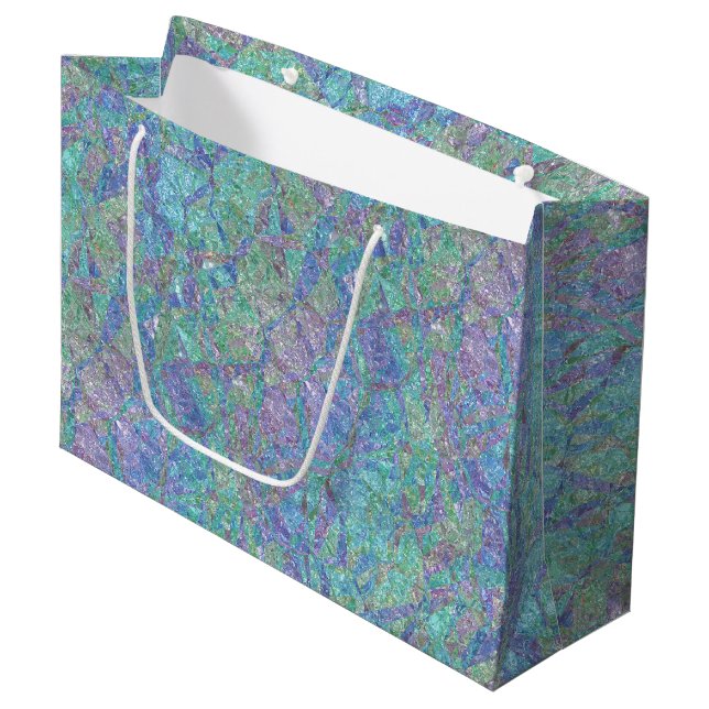 Modern Chic Pastel Colours Marble Mosaic Pattern Large Gift Bag (Front Angled)