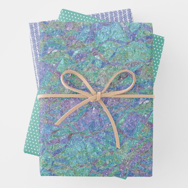 Modern Chic Pastel Colours Marble Mosaic Pattern Wrapping Paper Sheet (In situ)