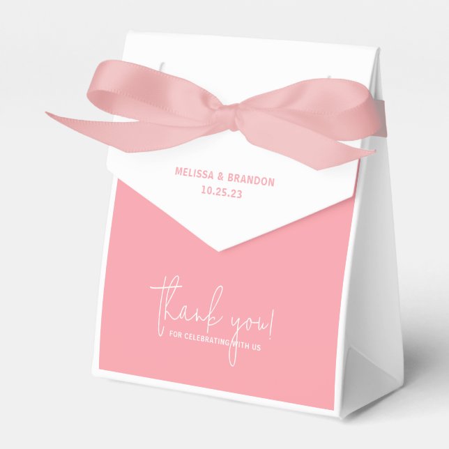 Modern Chic Pastel Pink Script Typography Wedding Favour Box (Front Side)