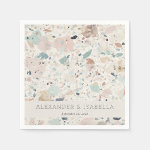 Modern Chic Pastel Terrazzo Personalised Wedding Napkin