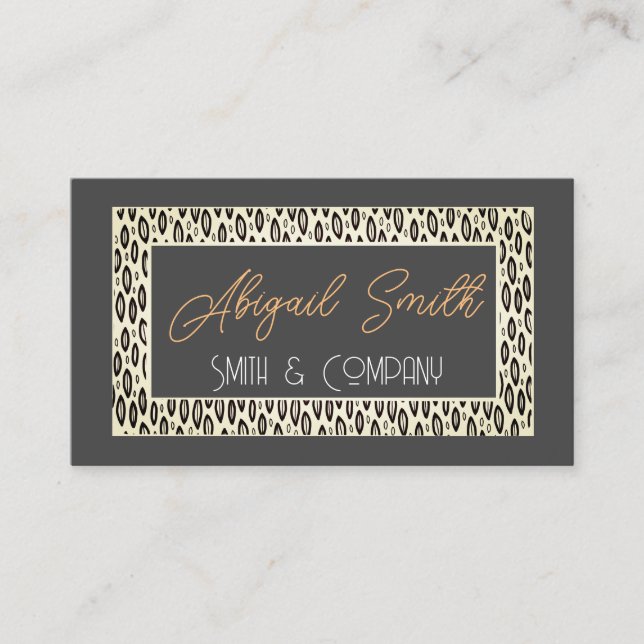 modern chic patterned charcoal grey  business card (Front)