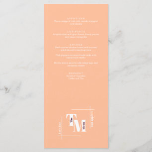 Modern Chic Peach Minimalist Wedding Thank You Menu