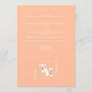 Modern Chic Peach Minimalist Wedding Thank You Menu