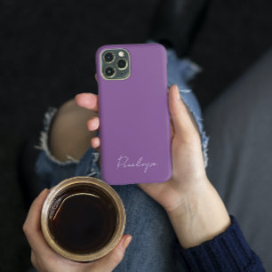 Modern Chic Personalized name script Dusky Purple iPhone 13 Case