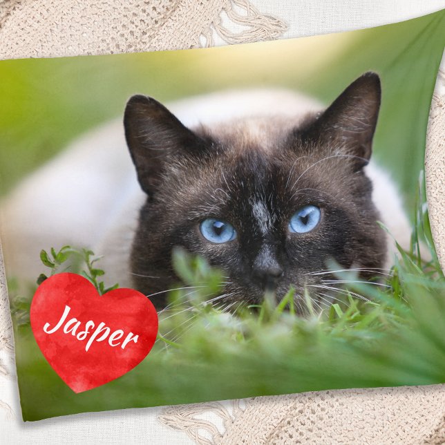 Modern Chic Pet Photo Personalised Cat Lover Fleece Blanket (Creator Uploaded)