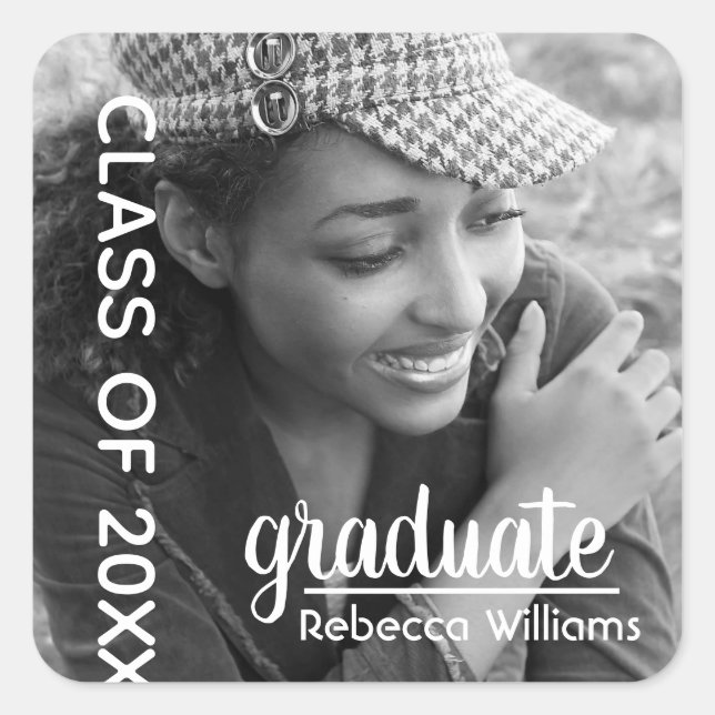 Modern Chic Photo 2025 Graduation  Square Sticker (Front)