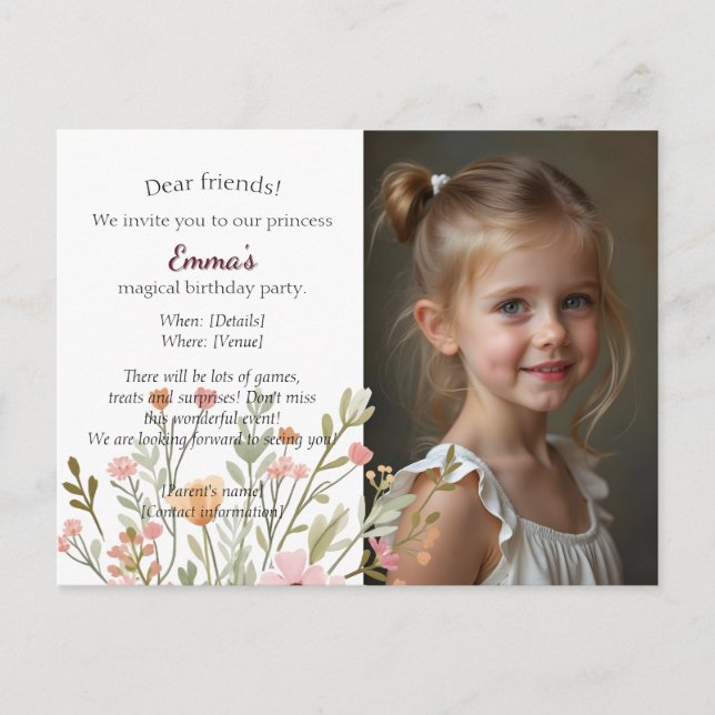 Modern chic photo birthday invitation (Front)