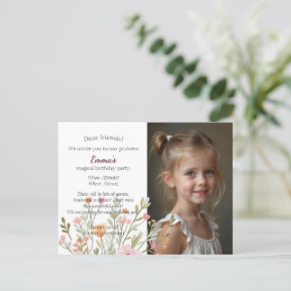 Modern chic photo birthday invitation postcard