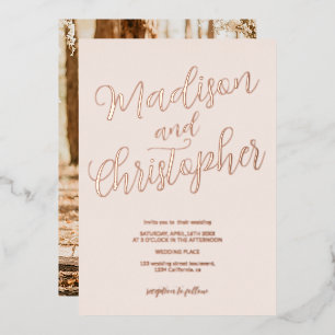 Modern chic photo brush names blush pink wedding