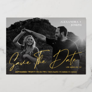 Modern Chic Photo BW Long Date Save the Date
